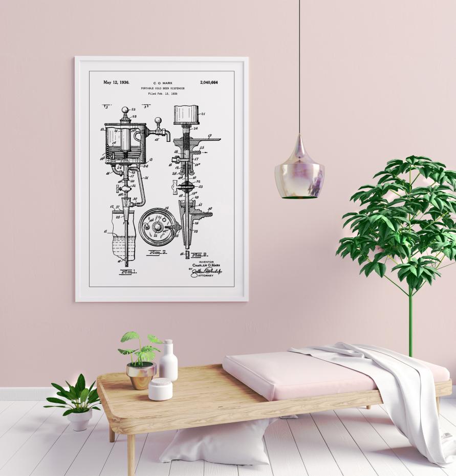 Bildverkstad Patent Print - Portable Cold Beer Dispenser - White Poster
