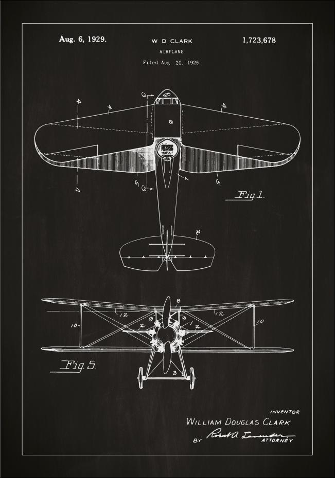 Bildverkstad Patent drawing - Biplane - Black Poster