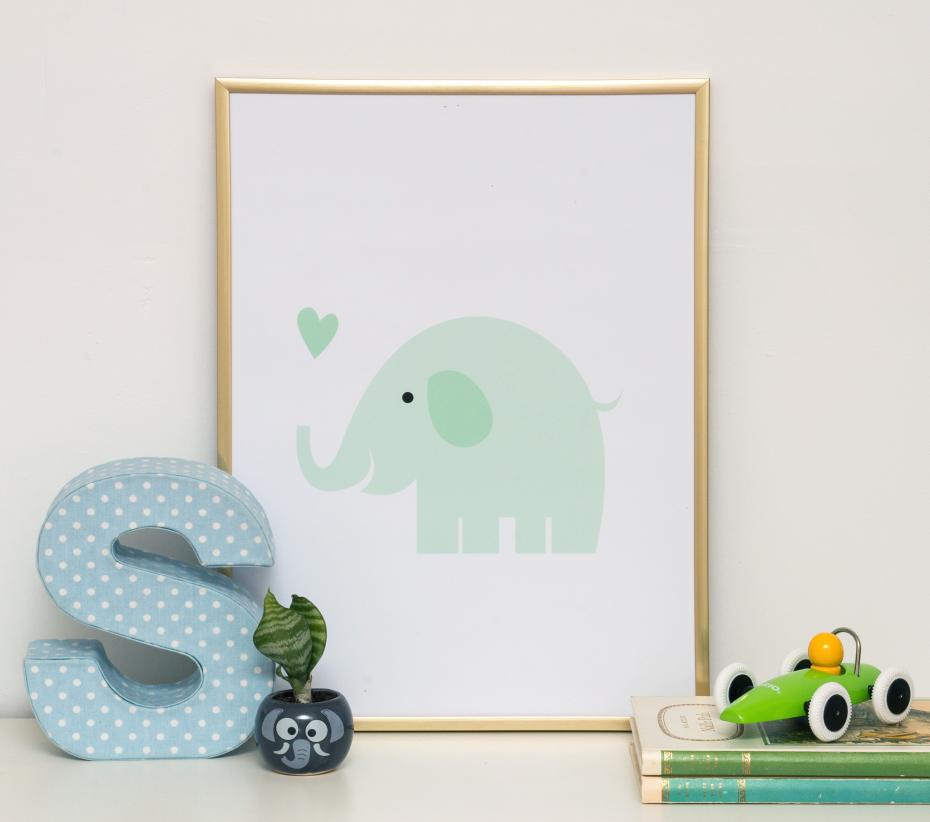 Bildverkstad Elephant Solo - Mint green Poster