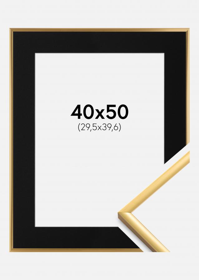 Ram med passepartou Frame New Lifestyle Shiny Gold 40x50 cm - Picture Mount Black 12x16 inches