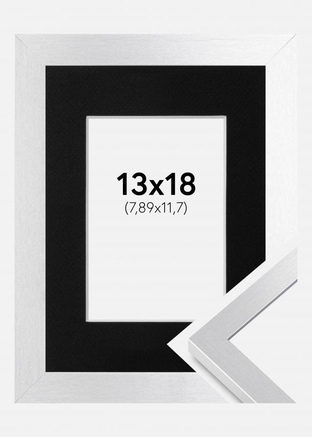 Ram med passepartou Frame Selection Silver 13x18 cm - Picture Mount Black 3.5x5 inches