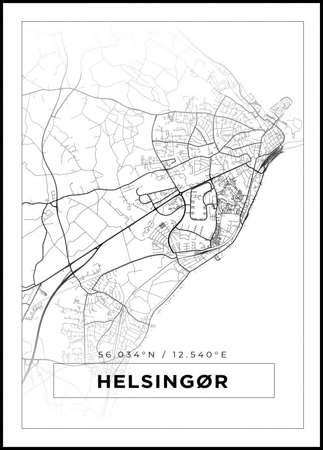 Bildverkstad Map - Helsingør - White Poster