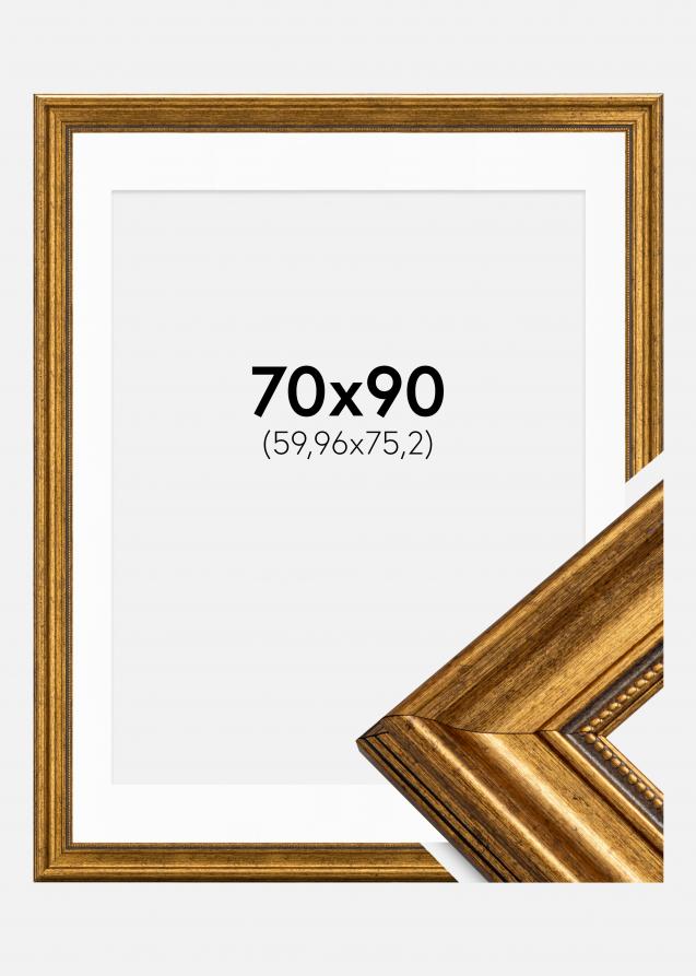 Ram med passepartou Frame Rokoko Gold 70x90 cm - Picture Mount White 24x30 inches