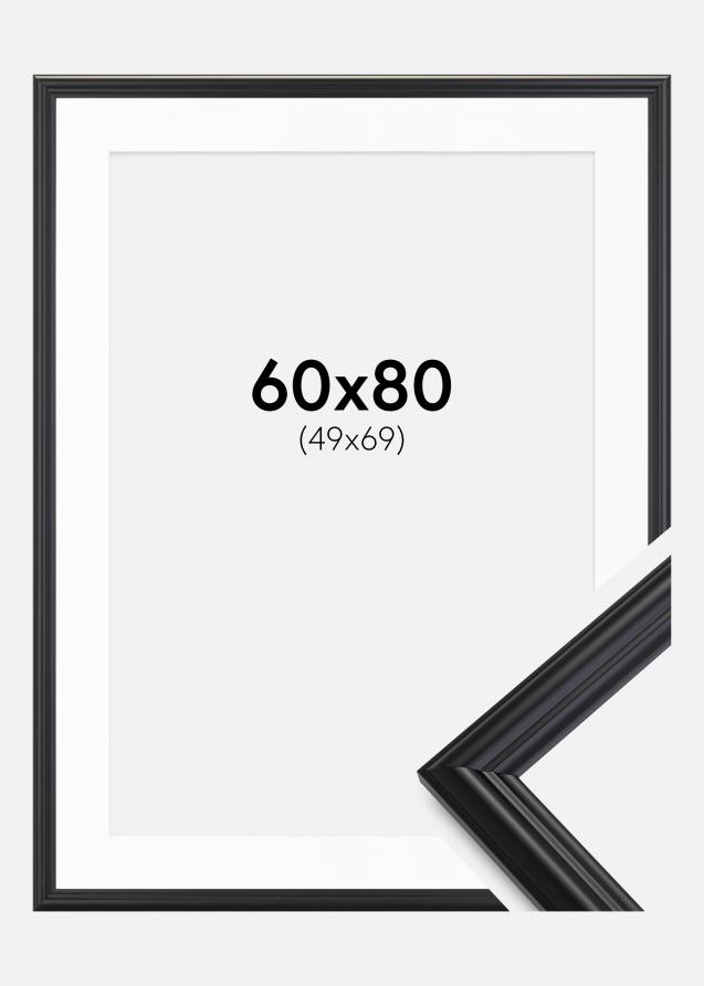 Ram med passepartou Frame Siljan Black 60x80 cm - Picture Mount White 50x70 cm