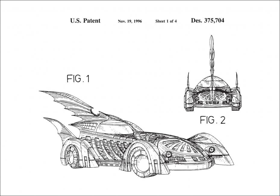 Bildverkstad Patent drawing - Batman - Batmobile 1996 I Poster