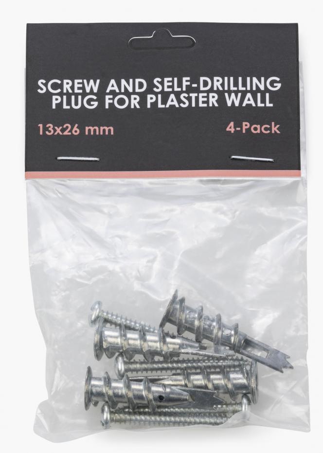  Screw and self-drilling plug for plaster wall - 4-pack (13x26 mm)
