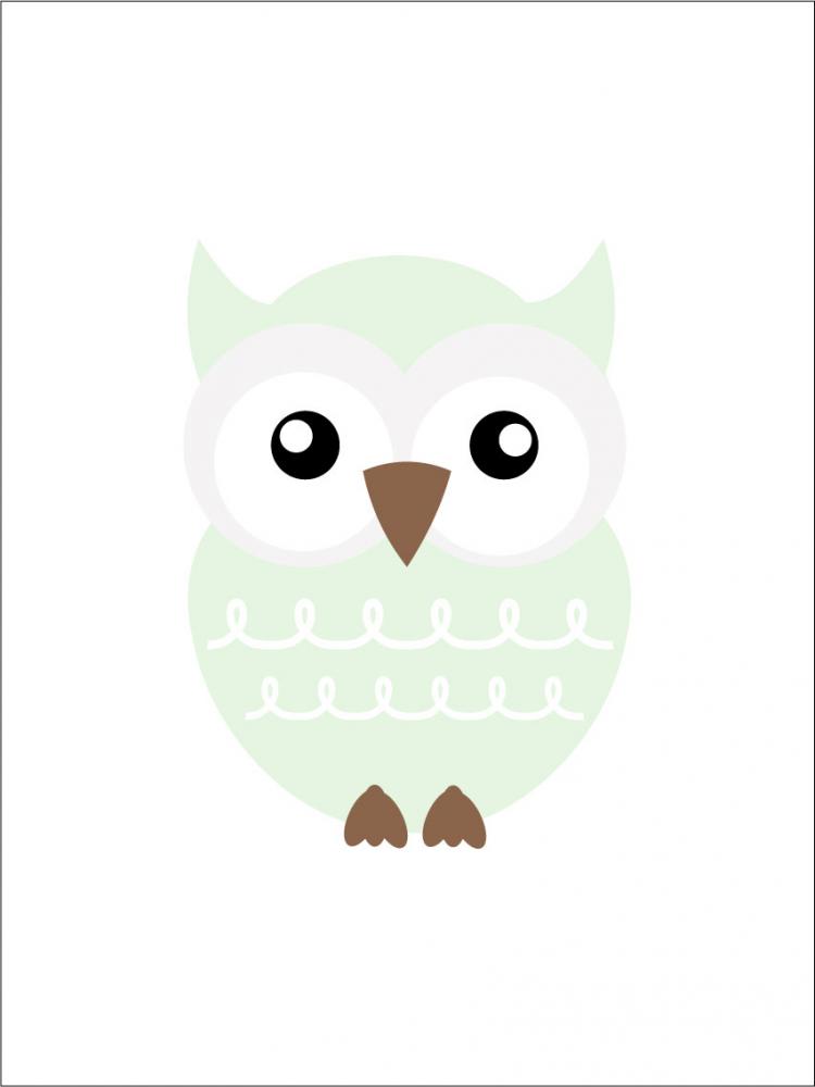 Bildverkstad Owl Solo - Mint green Poster