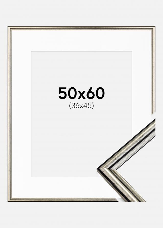Ram med passepartou Frame Horndal Silver 50x60 cm - Picture Mount White 37x46 cm