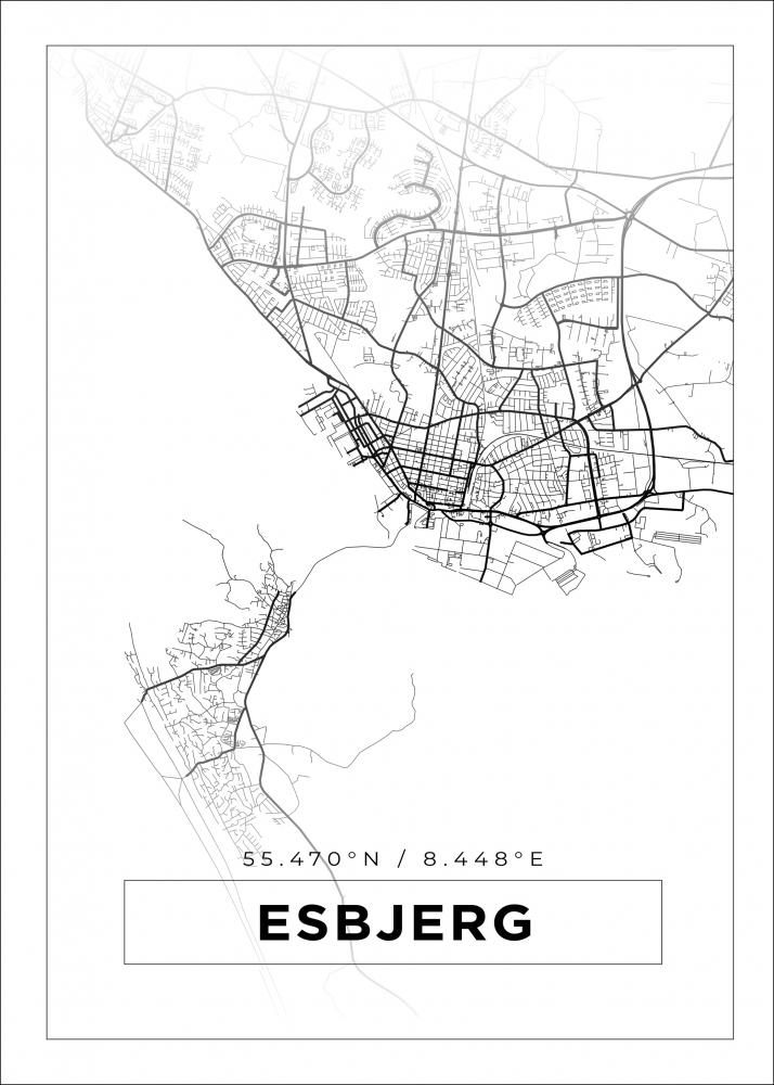 Bildverkstad Map - Esbjerg - White Poster
