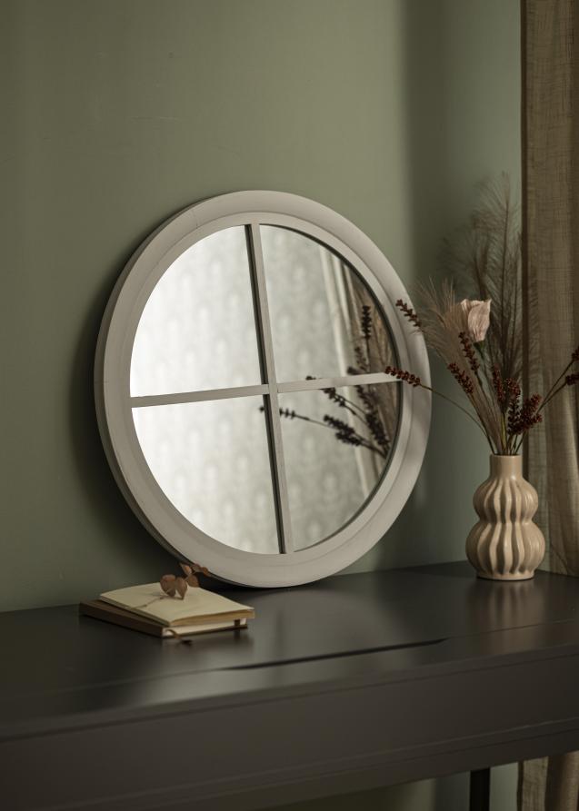 Innova Décor Round Mirror Window Grey 60 cm Ø
