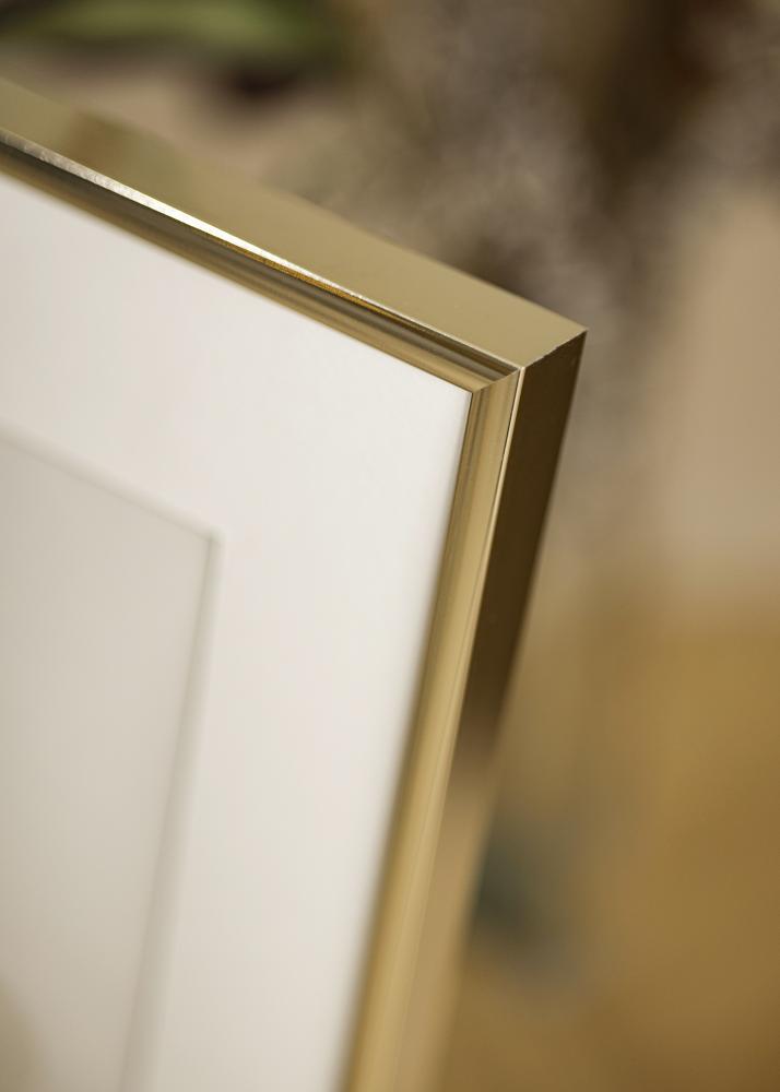Ram med passepartou Frame Aluminium Shiny Gold 30x40 cm - Picture Mount White 18x27 cm