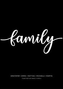Personlig poster Family - Black