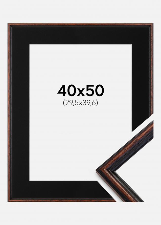 Ram med passepartou Frame Horndal Walnut 40x50 cm - Picture Mount Black 12x16 inches