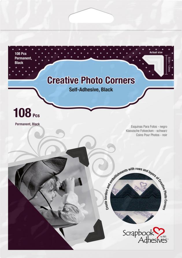Focus 3L Creative Photo Corners Black - 108 pack