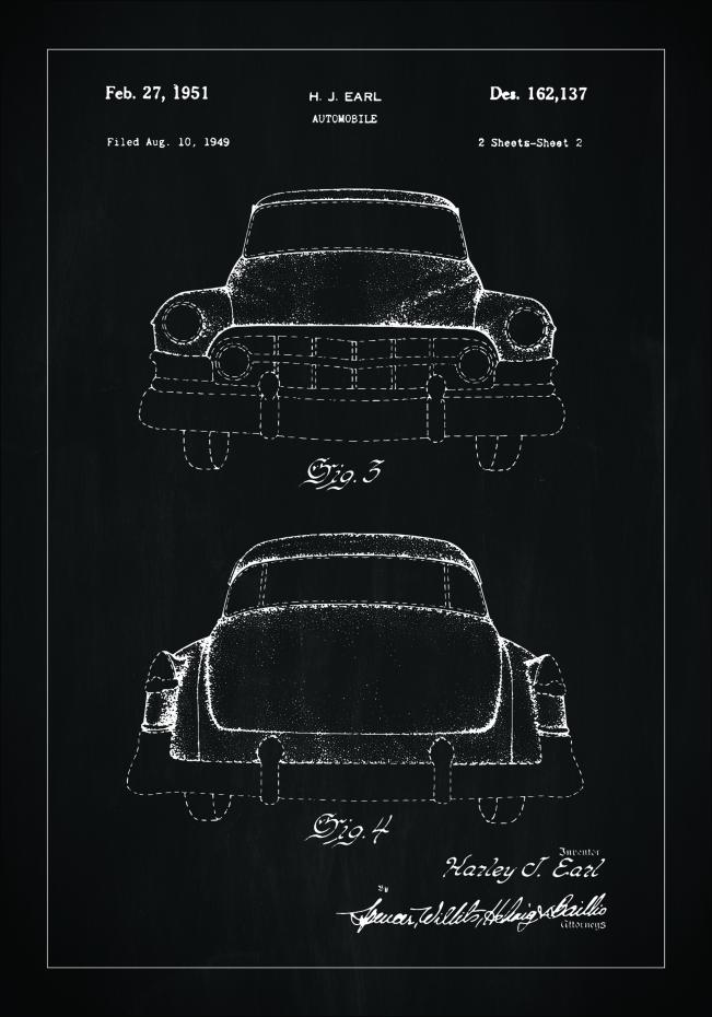 Bildverkstad Patent drawing - Cadillac II - Black Poster