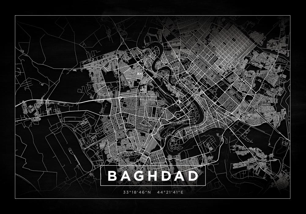 Bildverkstad Map - Baghdad - Black Poster