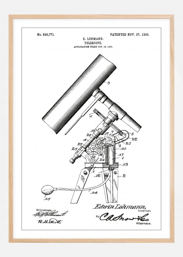 Bildverkstad Patent drawing - Telescope - White Poster