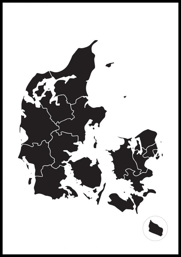 Bildverkstad Map - Danmark - Black Poster