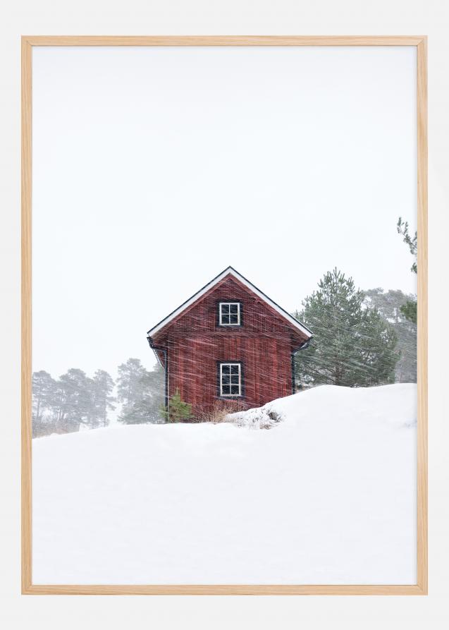 Bildverkstad Old red house during snowstorm Poster