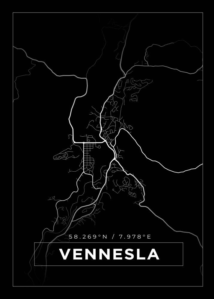 Bildverkstad Map - Vennesla - Black Poster