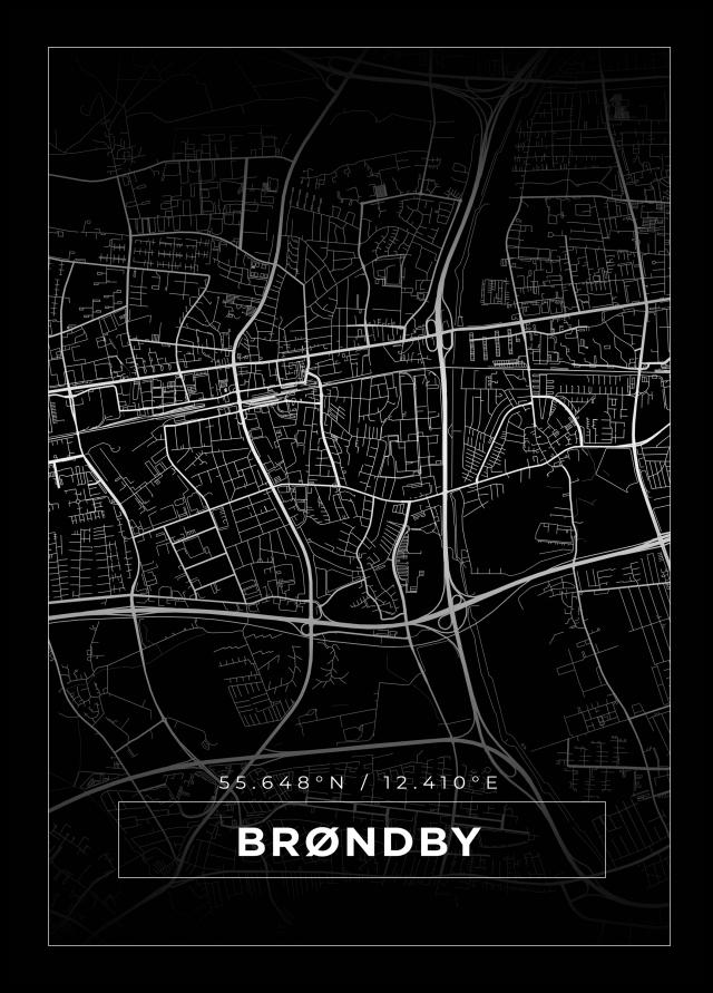 Bildverkstad Map - Brøndby - Black Poster