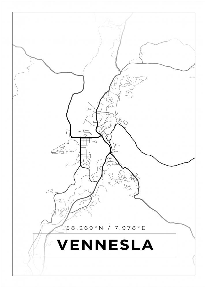 Bildverkstad Map - Vennesla - White Poster