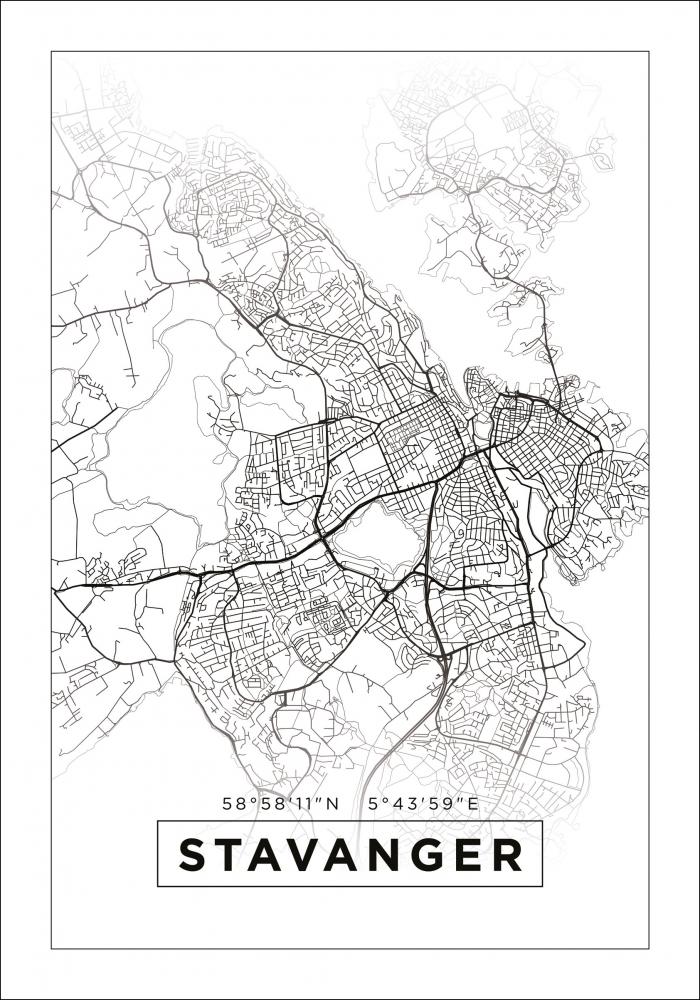 Bildverkstad Map - Stavanger - White Poster