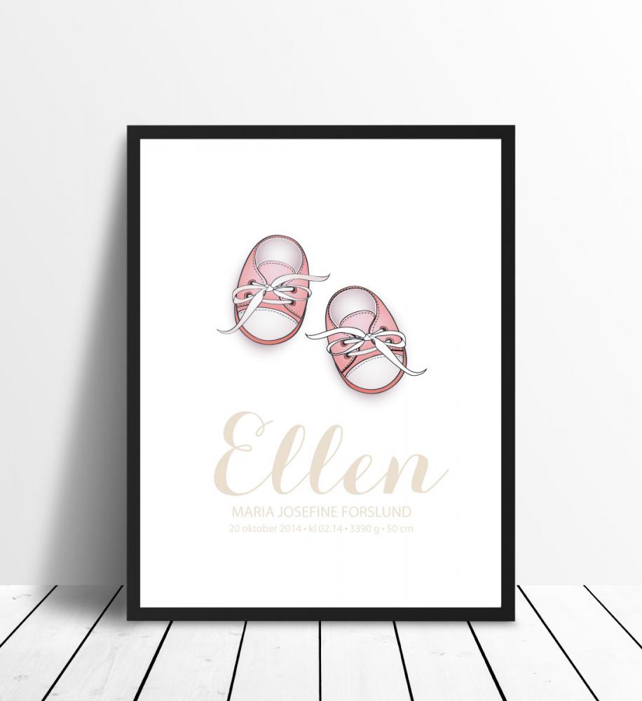 Personlig poster Baby shoes - Pink