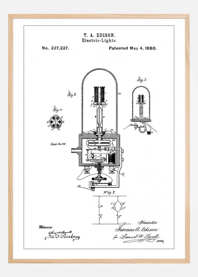 Bildverkstad Patent Print - Edison Light - White Poster