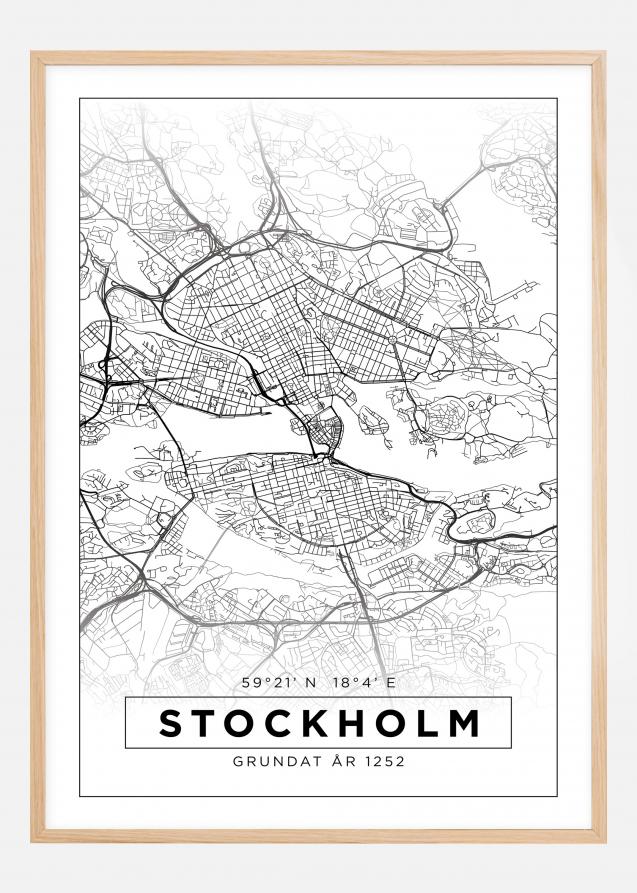 Bildverkstad Map - Stockholm - White Poster