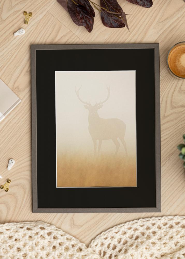 Ram med passepartou Frame Edsbyn Graphite 45x60 cm - Picture Mount Black 12x18 inches