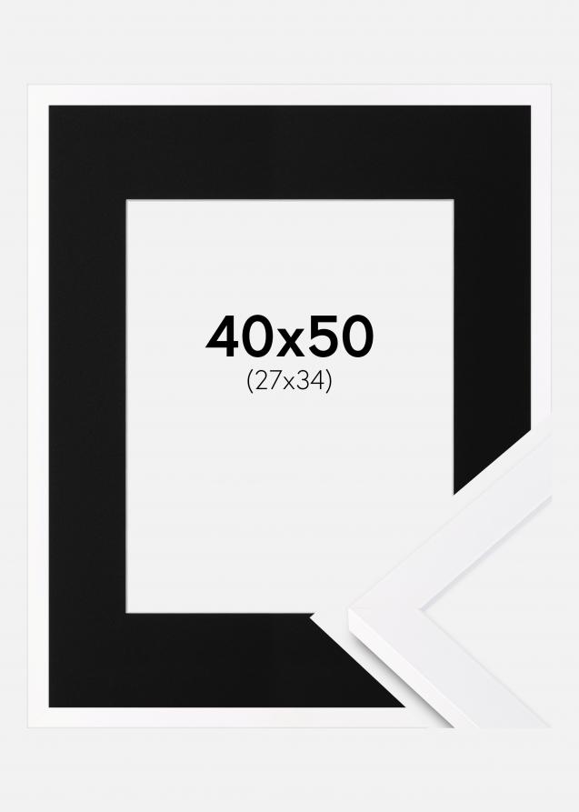 Ram med passepartou Frame Selection White 40x50 cm - Picture Mount Black 28x35 cm