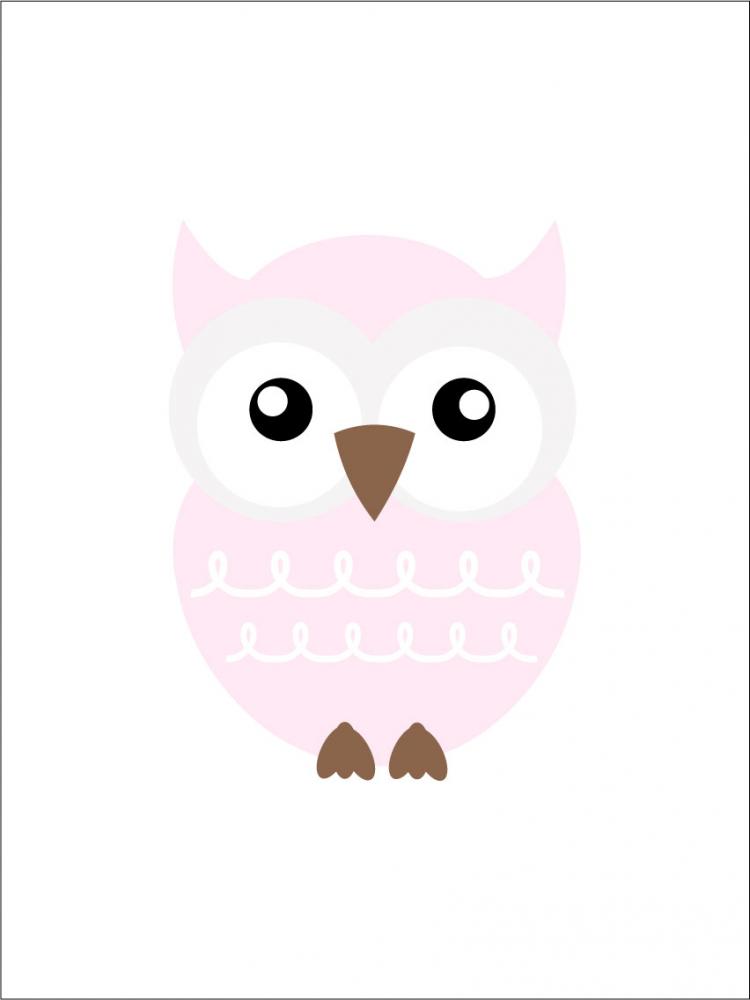 Bildverkstad Owl Solo - Rose pink Poster