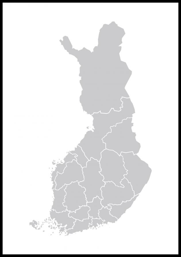 Bildverkstad Map - Finland - Grey Poster