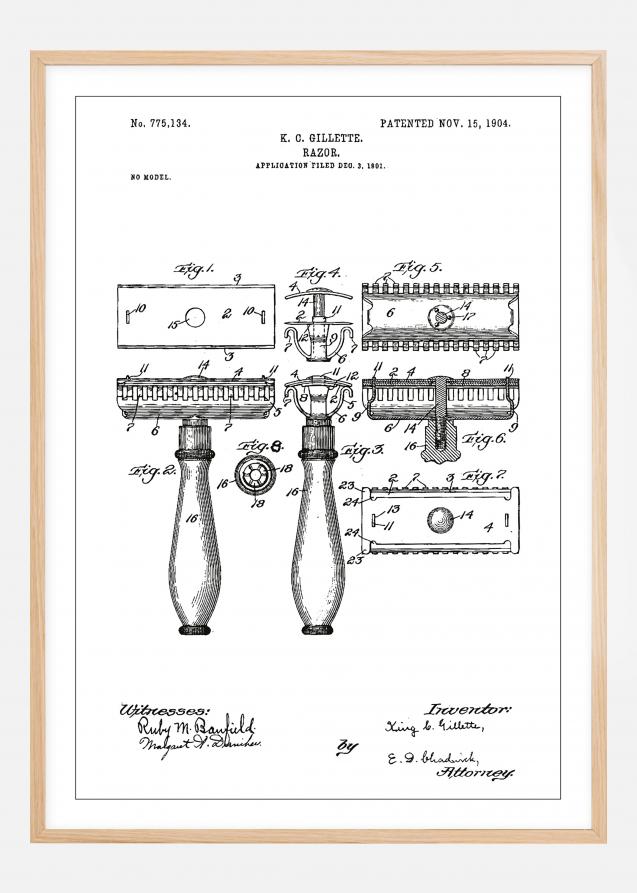 Bildverkstad Patent drawing - Razor - White Poster
