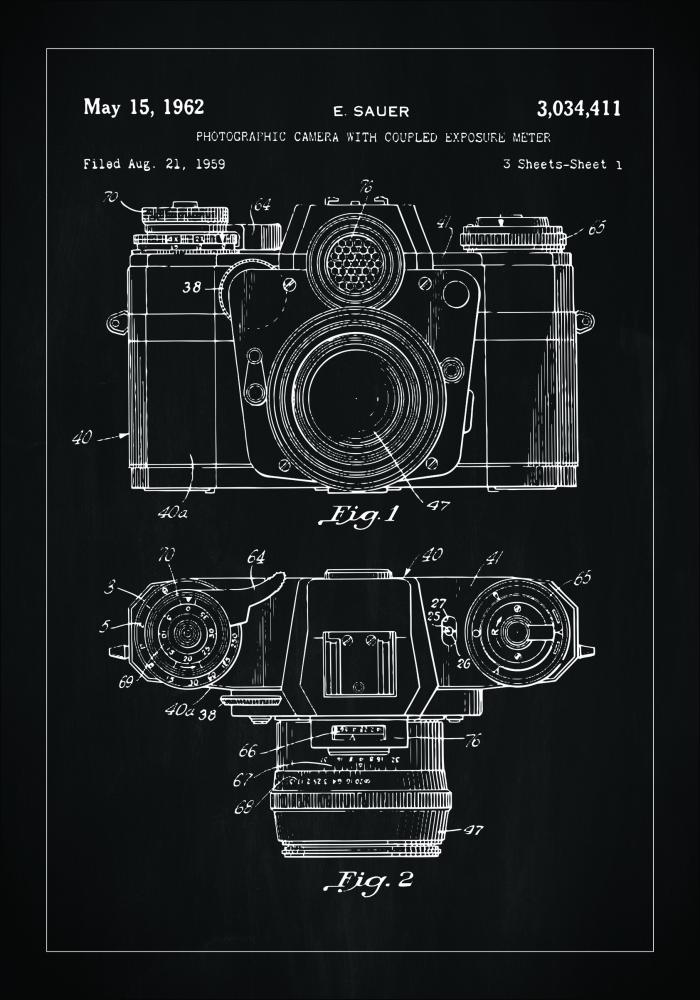 Bildverkstad Patent drawing - Camera I - Black Poster