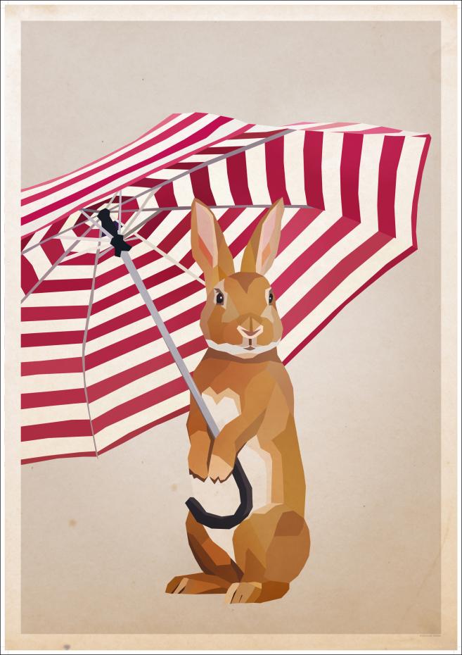 Bildverkstad Rabbit with Umbrella Poster
