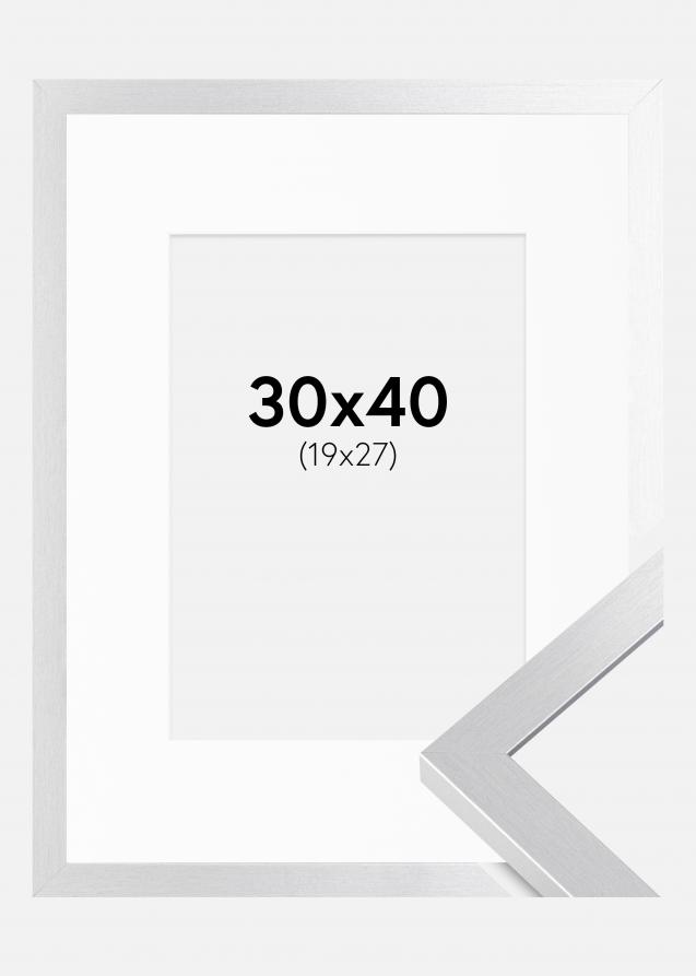 Ram med passepartou Frame Selection Silver 30x40 cm - Picture Mount White 20x28 cm