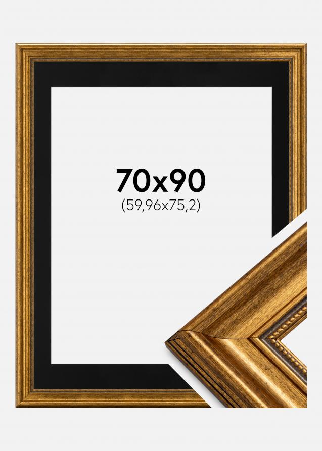 Ram med passepartou Frame Rokoko Gold 70x90 cm - Picture Mount Black 24x30 inches