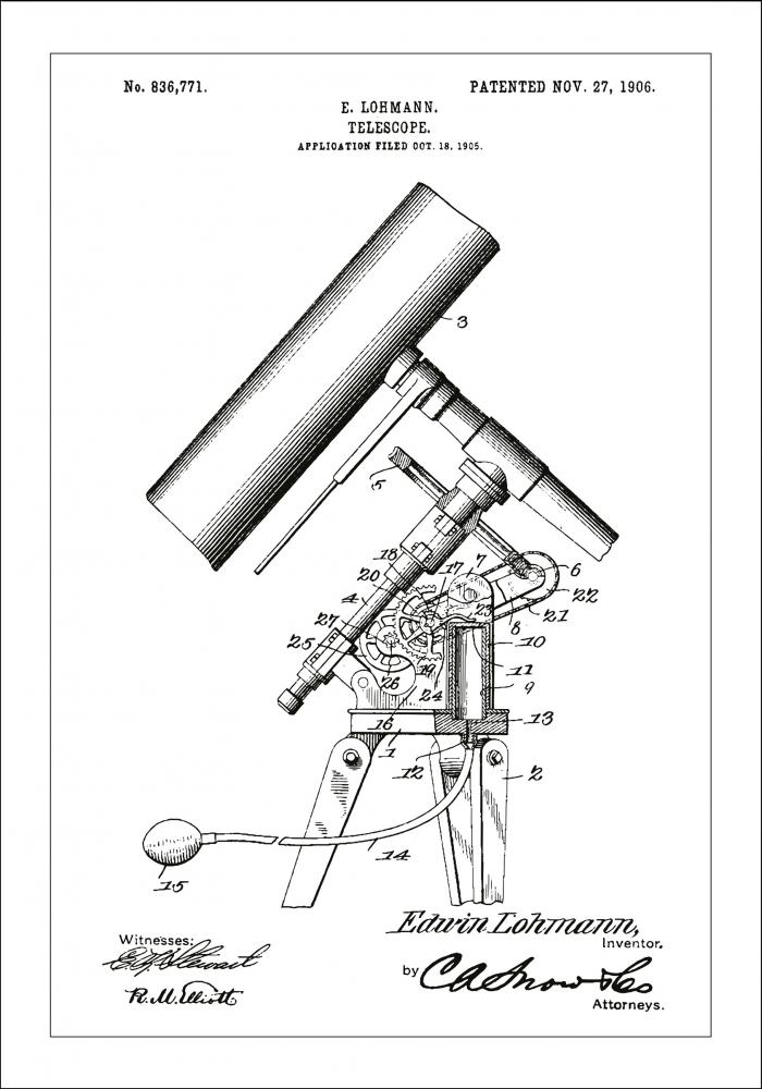 Bildverkstad Patent drawing - Telescope - White Poster