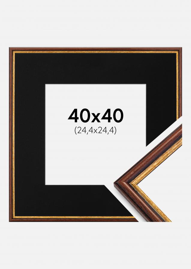 Ram med passepartou Frame Horndal Brown 40x40 cm - Picture Mount Black 10x10 inches