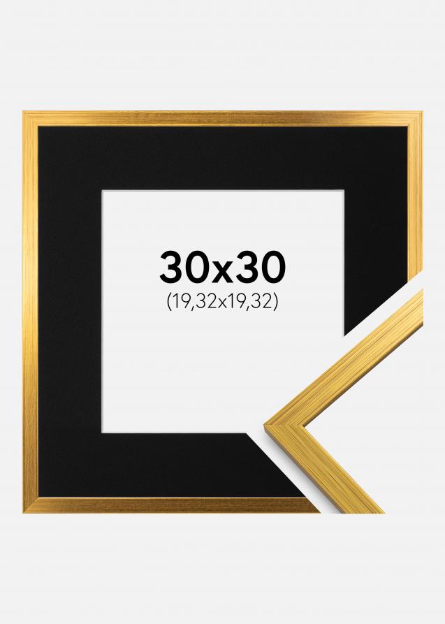 Ram med passepartou Frame Edsbyn Gold 30x30 cm - Picture Mount Black 8x8 inches