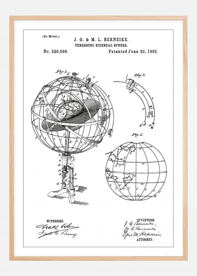 Bildverkstad Patent drawing - Astronomical globe - White Poster