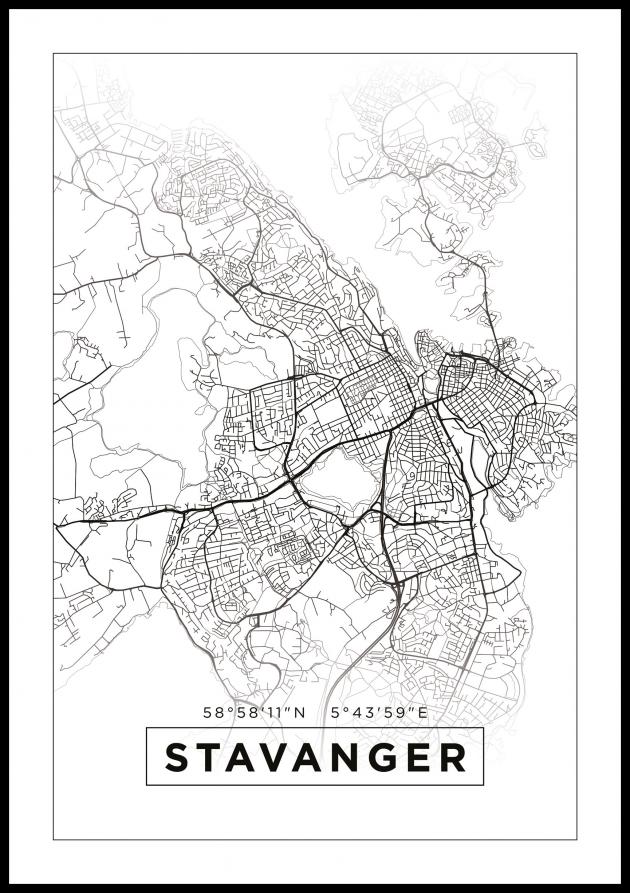 Bildverkstad Map - Stavanger - White Poster