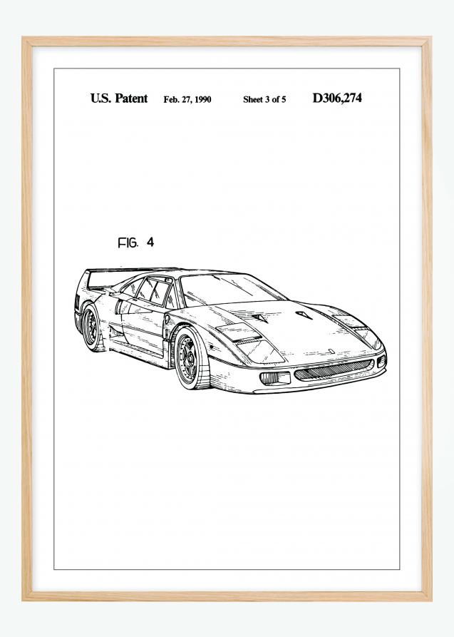 Lagervaror egen produktion Patent drawing - Ferrari F40 II Poster