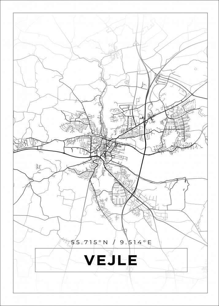 Bildverkstad Map - Vejle - White Poster