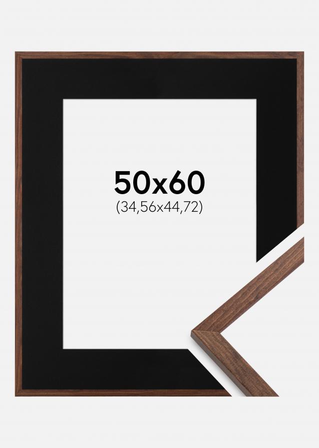 Ram med passepartou Frame Galant Walnut 50x60 cm - Picture Mount Black 14x18 inches