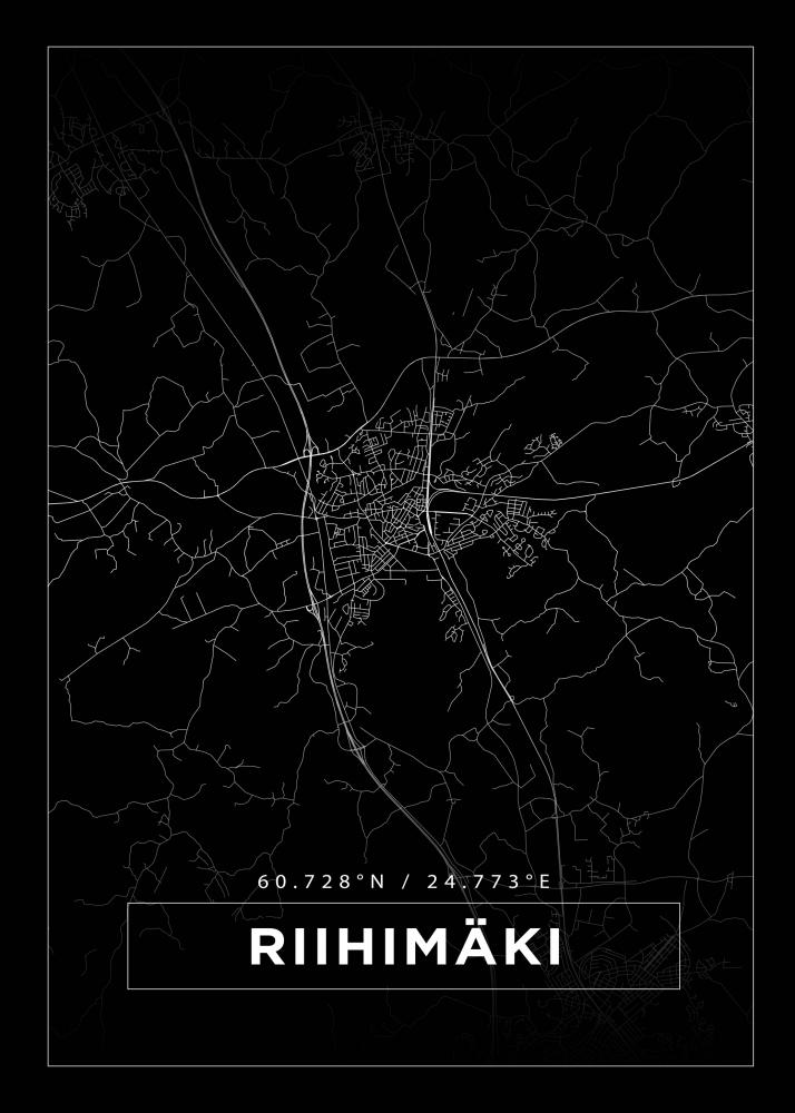 Bildverkstad Map - Riihimki - Black Poster