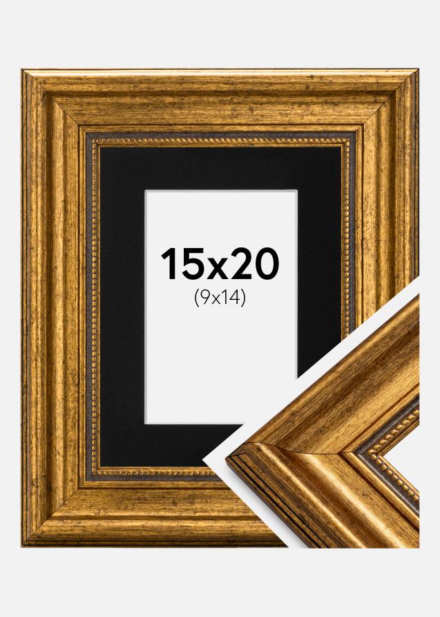 Ram med passepartou Frame Rokoko Gold 15x20 cm - Picture Mount Black 10x15 cm