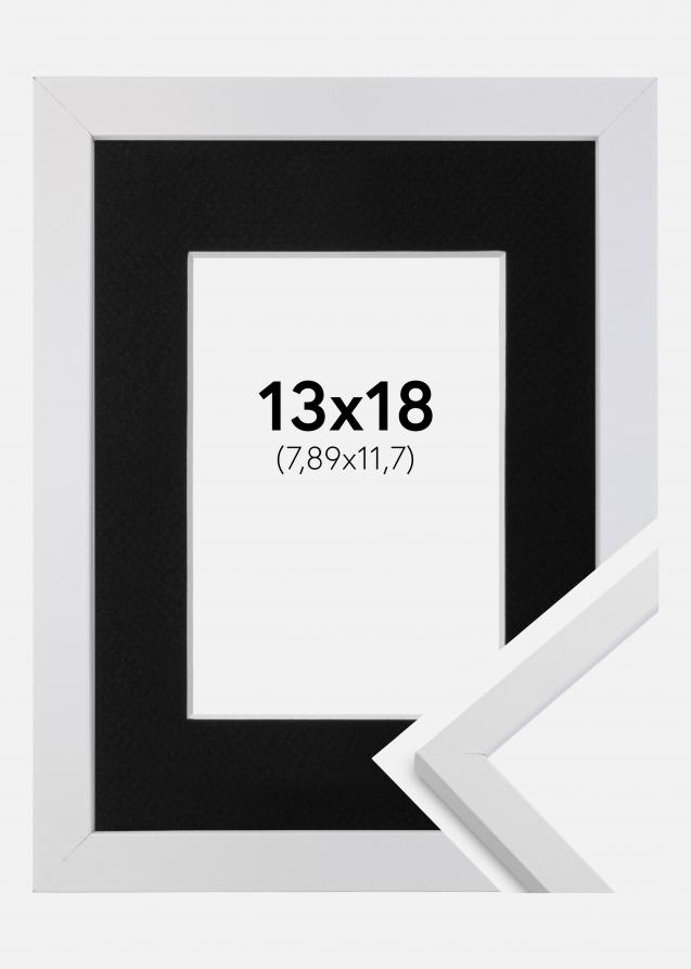 Ram med passepartou Frame Trendy White 13x18 cm - Picture Mount Black 3.5x5 inches